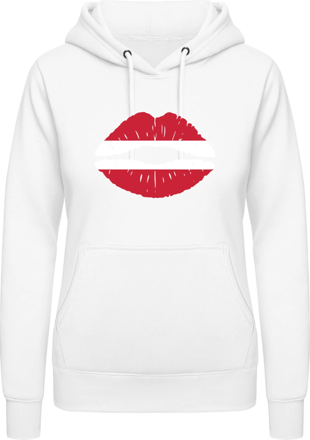 Austrian Kiss Flag - Arctic white AWDis ladies hoodie - Front