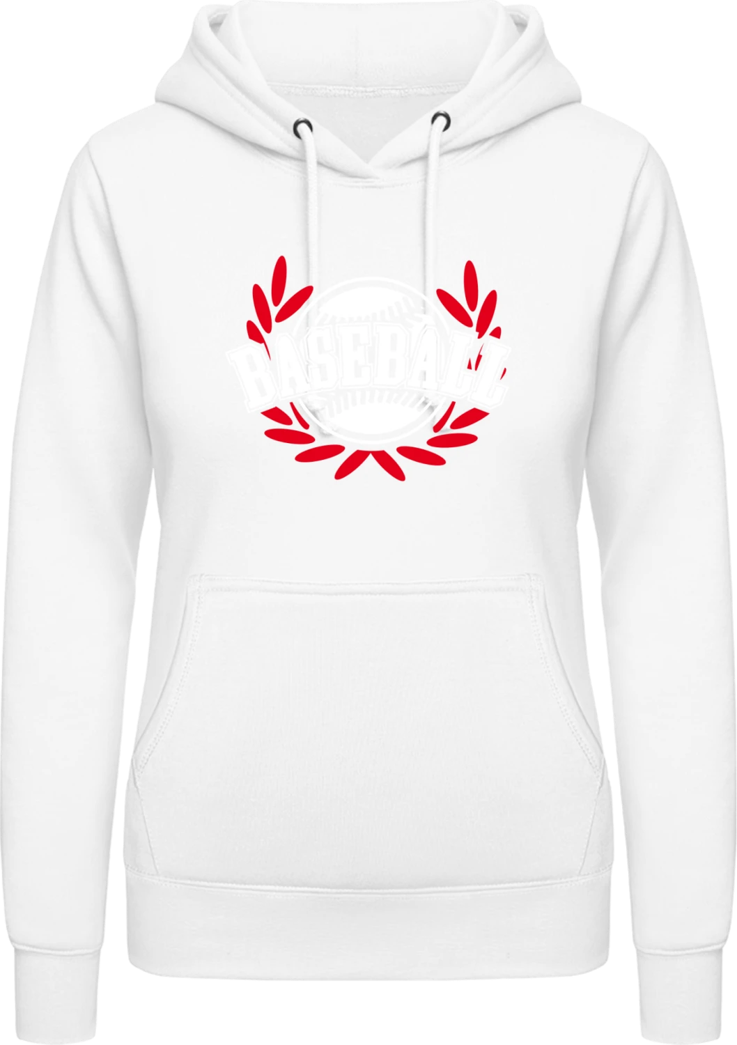 Baseball - Arctic white AWDis ladies hoodie - Front