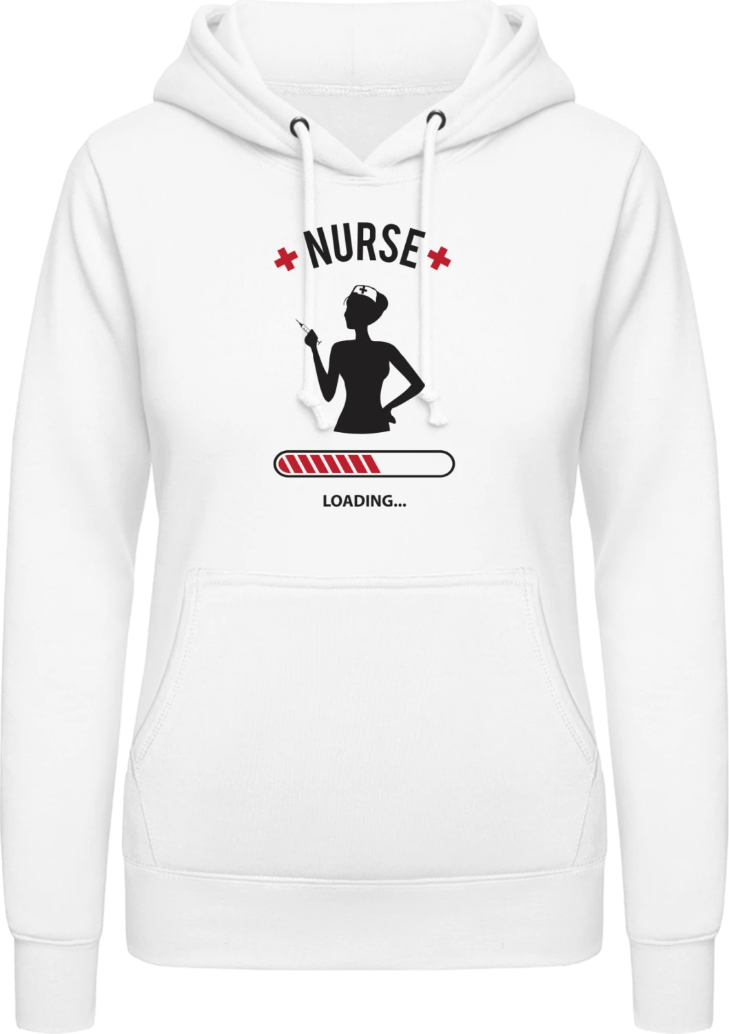 Nurse Loading - Arctic white AWDis ladies hoodie - Front