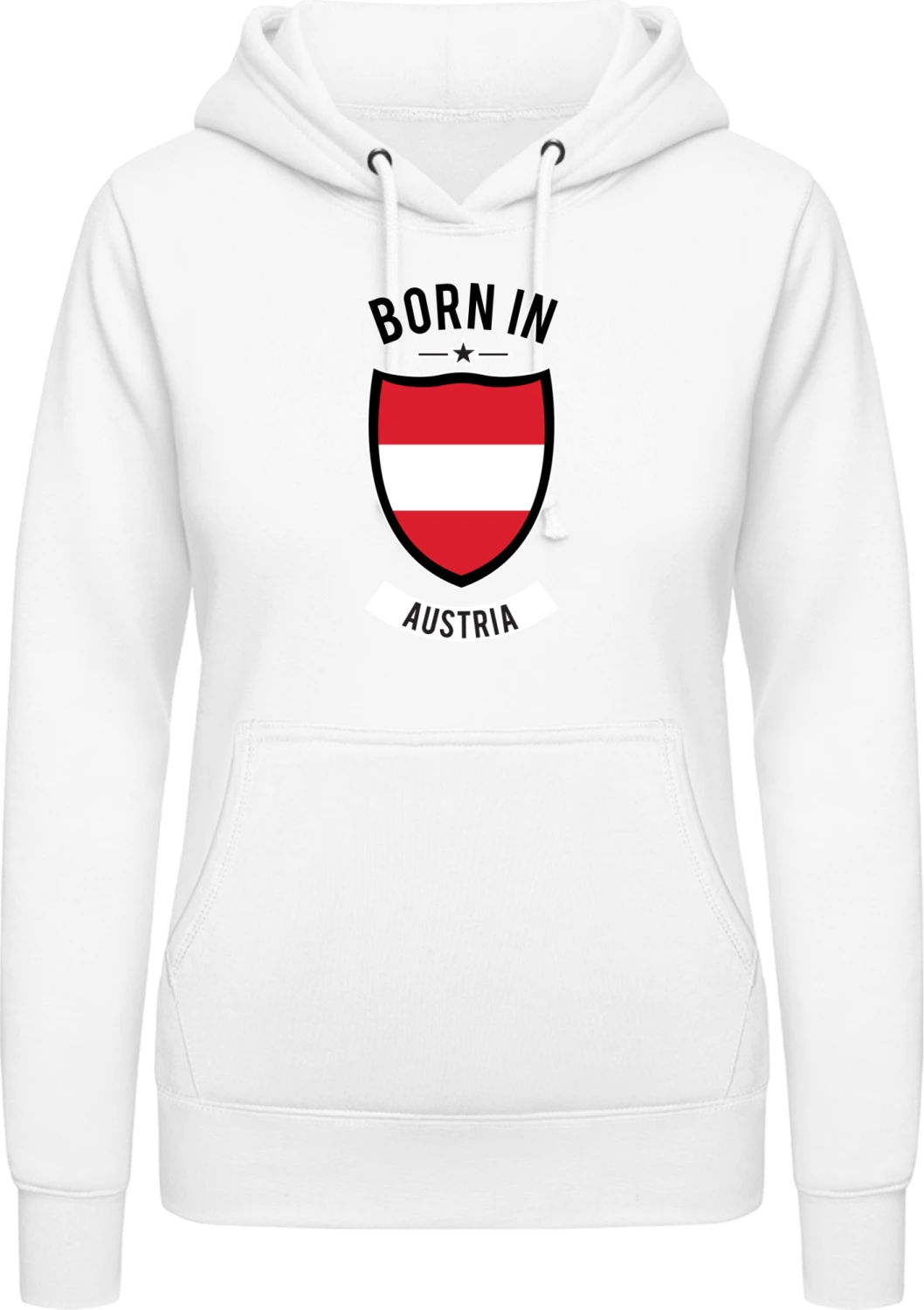 Born in Austria - Arctic white AWDis ladies hoodie - Front