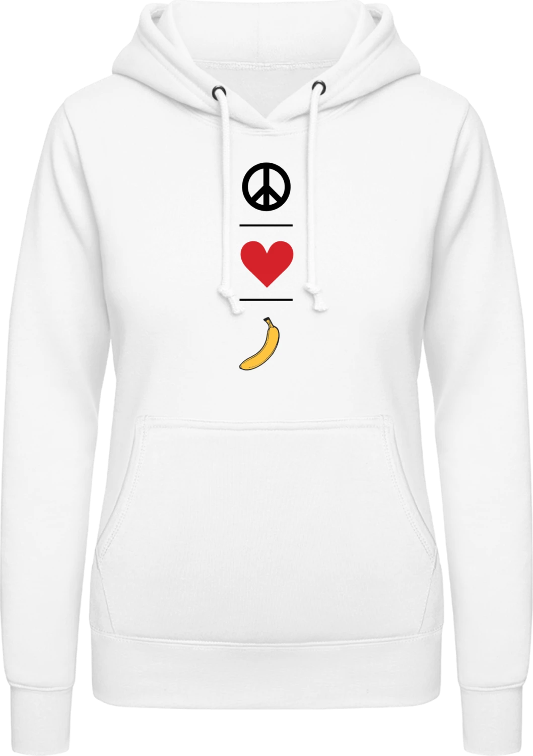 Peace Love Banana - Arctic white AWDis ladies hoodie - Front