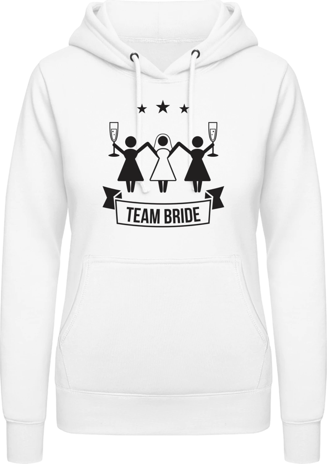 Team Bride Drinking - Arctic white AWDis ladies hoodie - Front