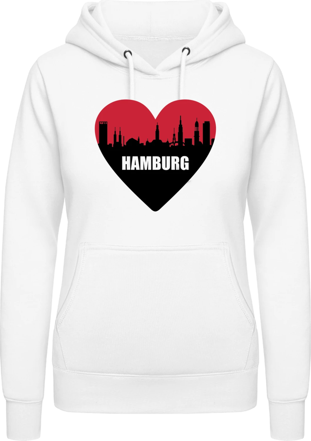 Hamburg Heart - Arctic white AWDis ladies hoodie - Front