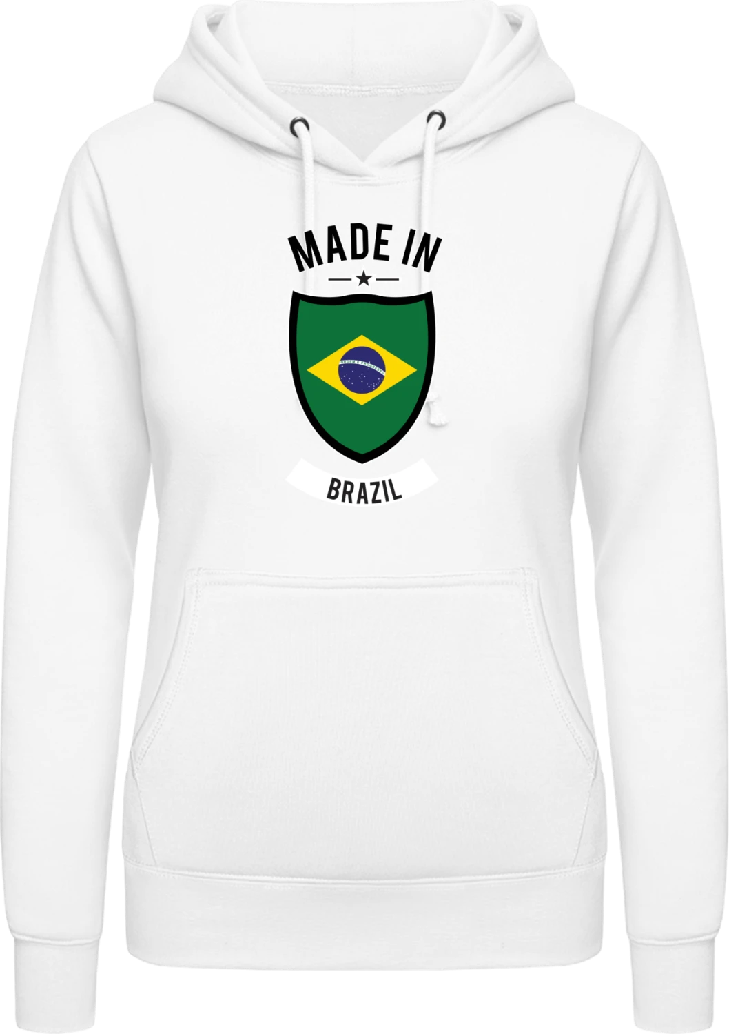 Made in Brazil - Arctic white AWDis ladies hoodie - Front