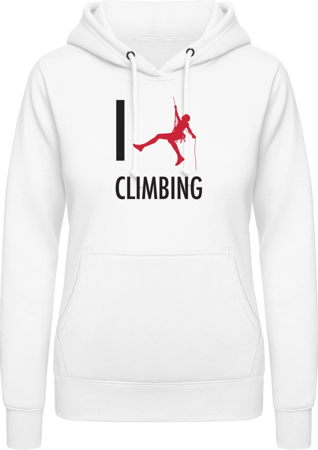 I Love Climbing - Arctic white AWDis ladies hoodie - Front