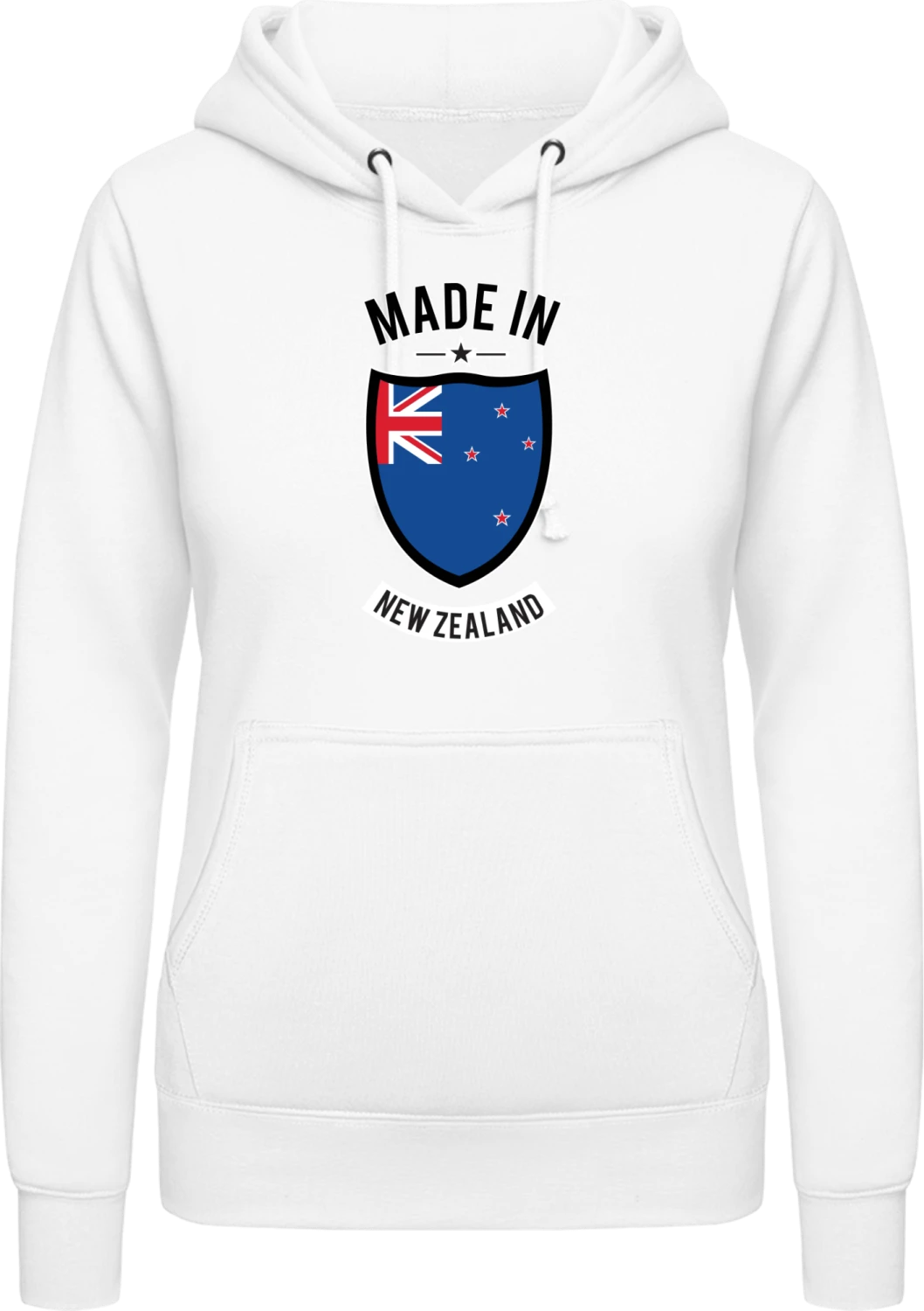 Made in New Zealand - Arctic white AWDis ladies hoodie - Front