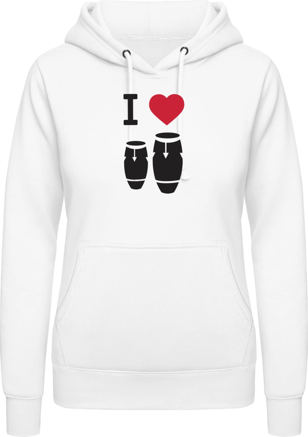 I Heart Percussion - Arctic white AWDis ladies hoodie - Front