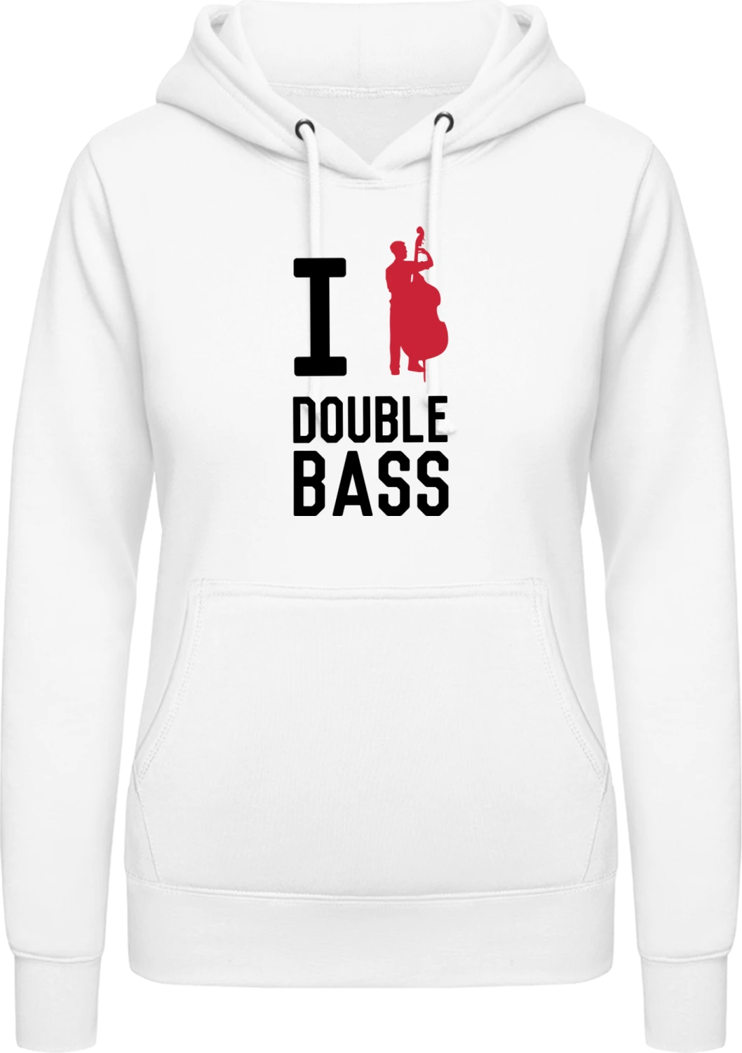 I Love Double Bass - Arctic white AWDis ladies hoodie - Front