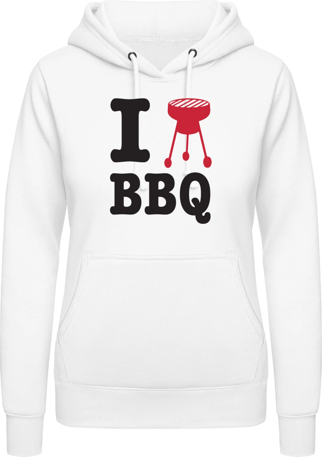 I Heart BBQ - Arctic white AWDis ladies hoodie - Front