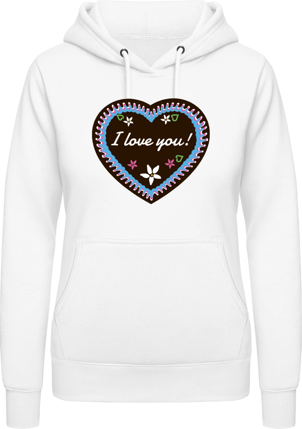 I Love You Bavarian Style - Arctic white AWDis ladies hoodie - Front