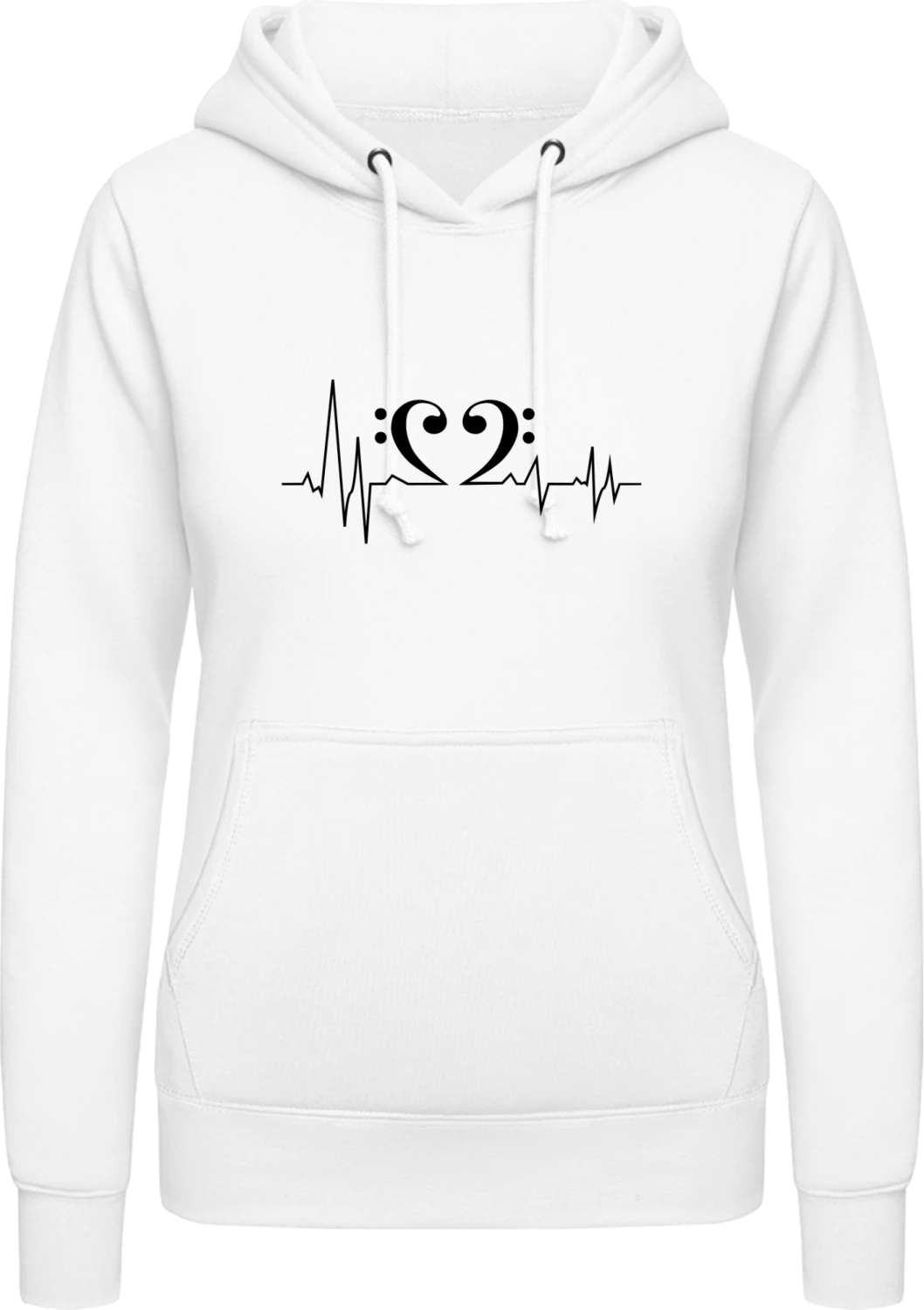 Bass Heart Frequence - Arctic white AWDis ladies hoodie - Front