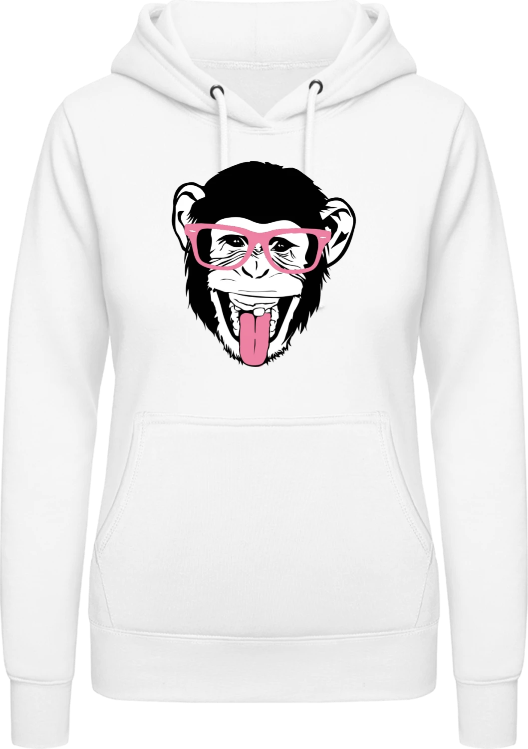 Chimpanzee With Glasses - Arctic white AWDis ladies hoodie - Front