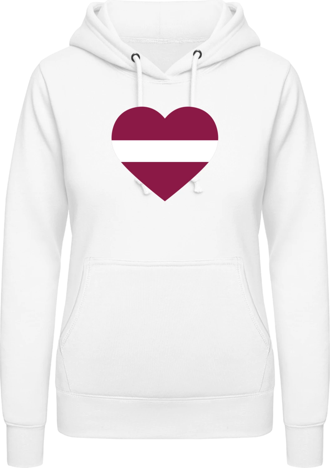 Latvia Heart Flag - Arctic white AWDis ladies hoodie - Front