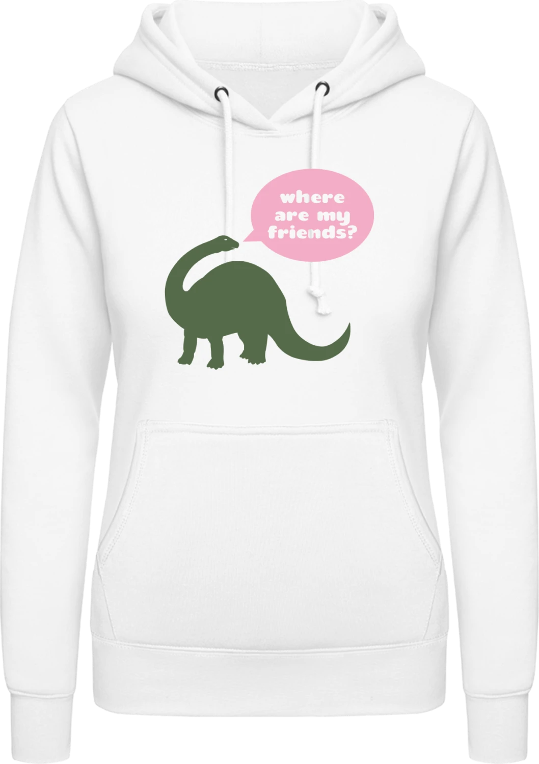 Dinosaur - Arctic white AWDis ladies hoodie - Front