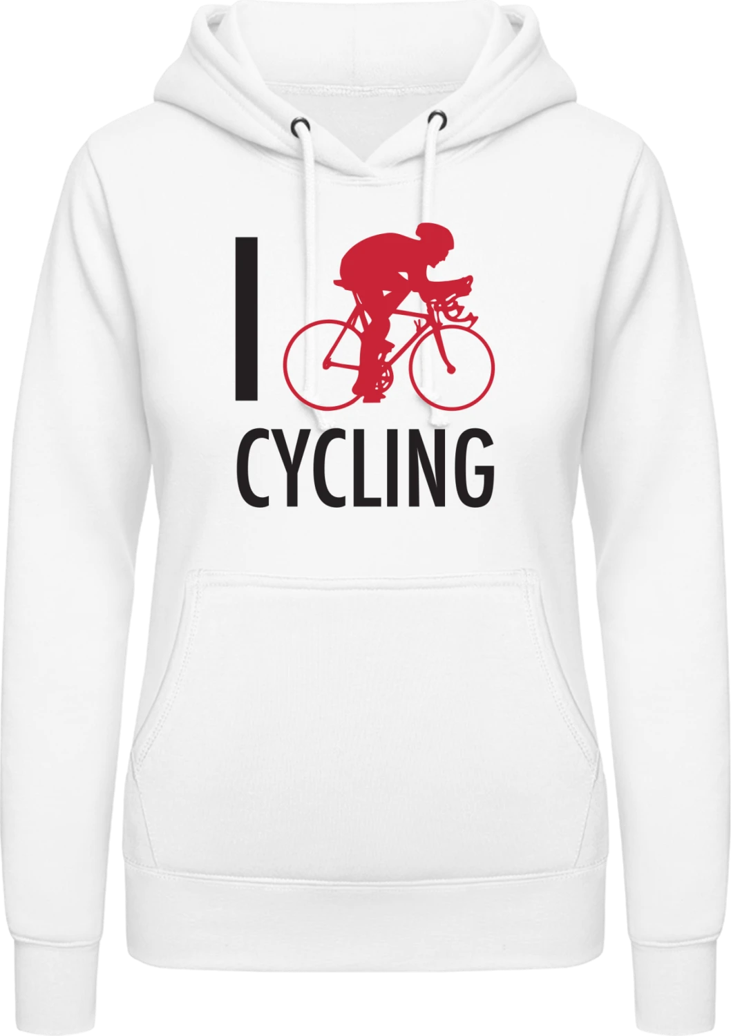 I Love Cycling - Arctic white AWDis ladies hoodie - Front