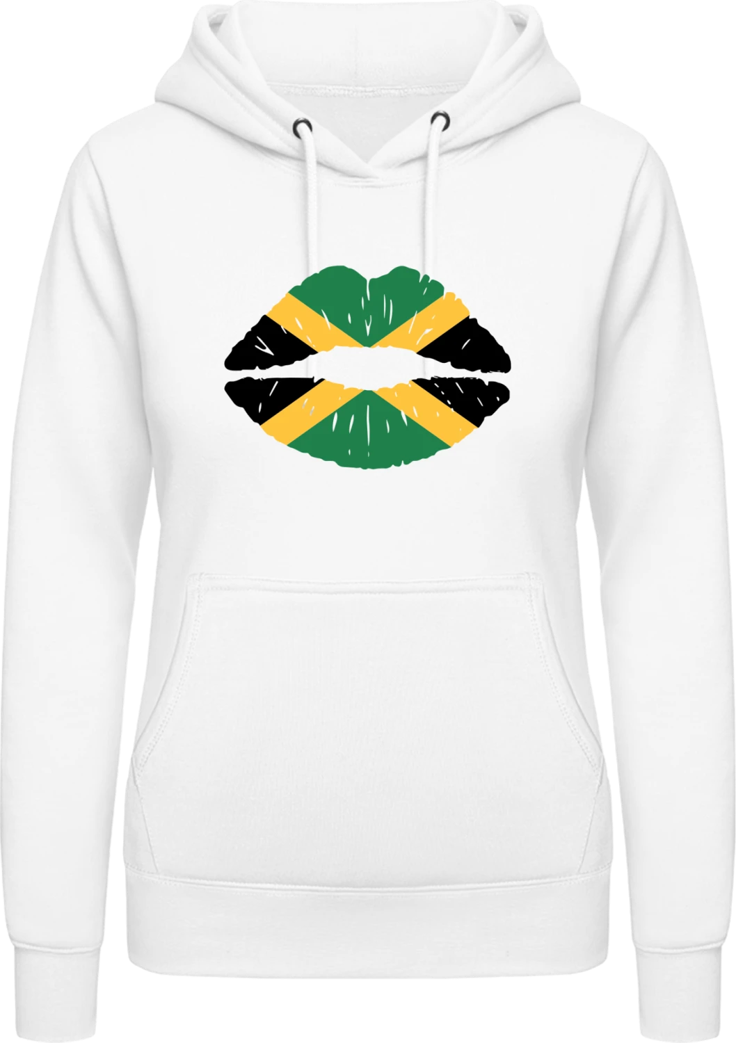 Jamaican Kiss Flag - Arctic white AWDis ladies hoodie - Front