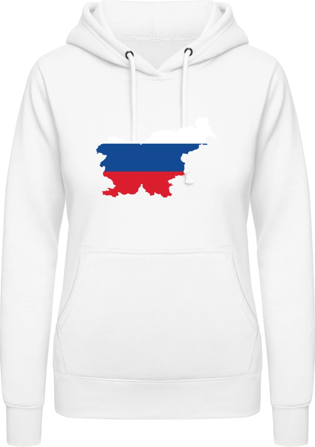 Slovenia Map - Arctic white AWDis ladies hoodie - Front