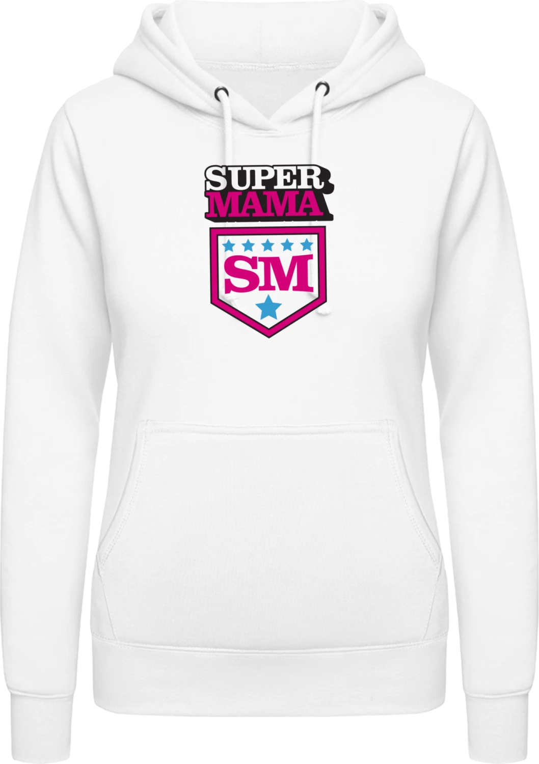 SuperMama - Arctic white AWDis ladies hoodie - Front