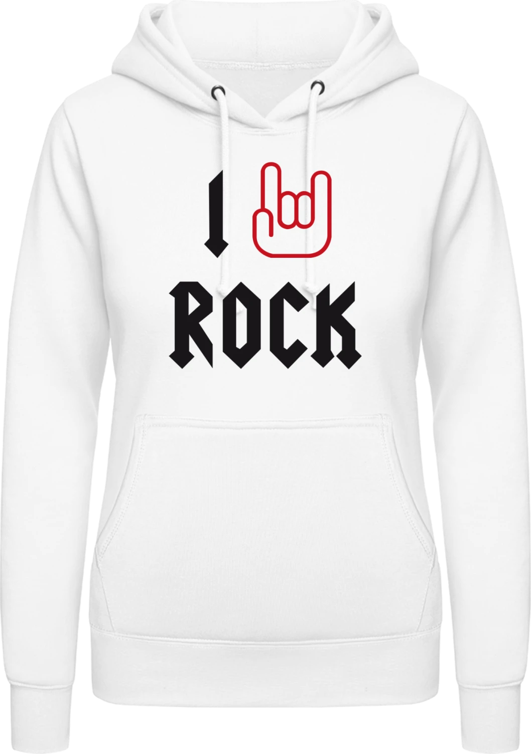 I Love Rock - Arctic white AWDis ladies hoodie - Front