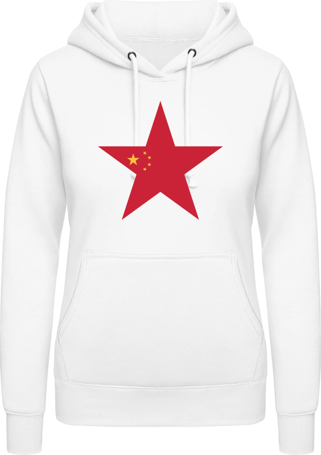 Chinese Star - Arctic white AWDis ladies hoodie - Front