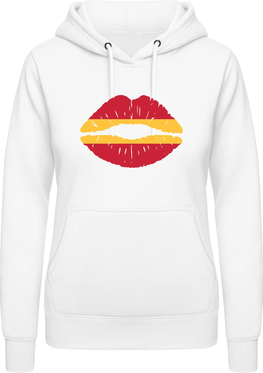 Spanish Kiss Flag - Arctic white AWDis ladies hoodie - Front