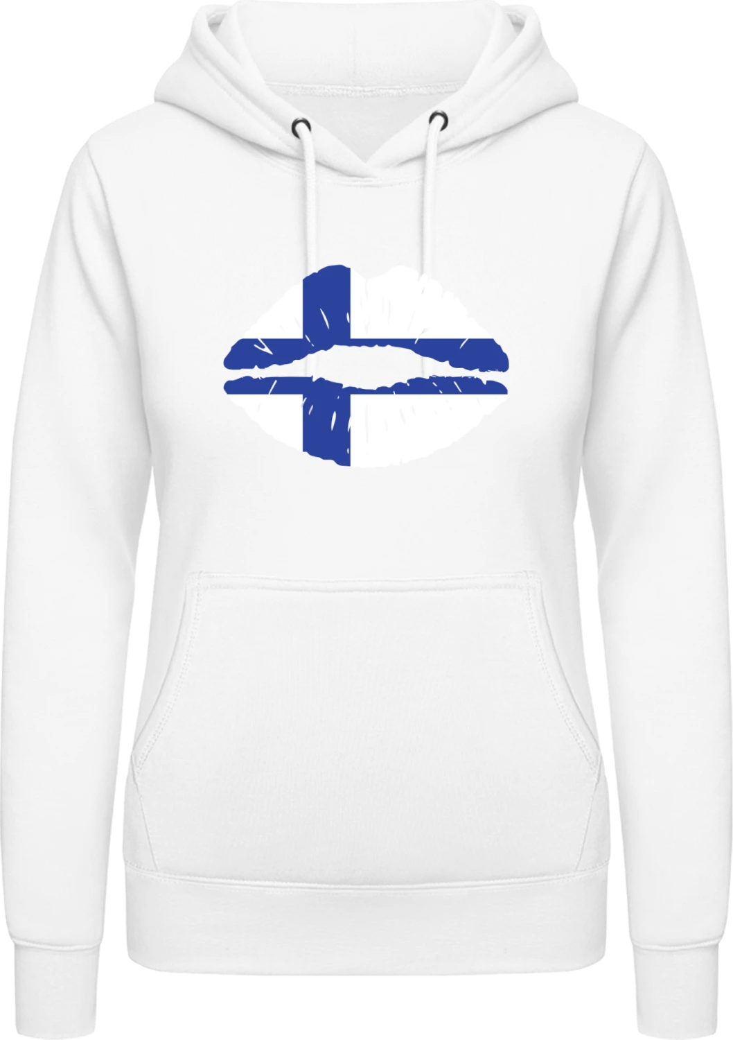 Finnish Kiss - Arctic white AWDis ladies hoodie - Front