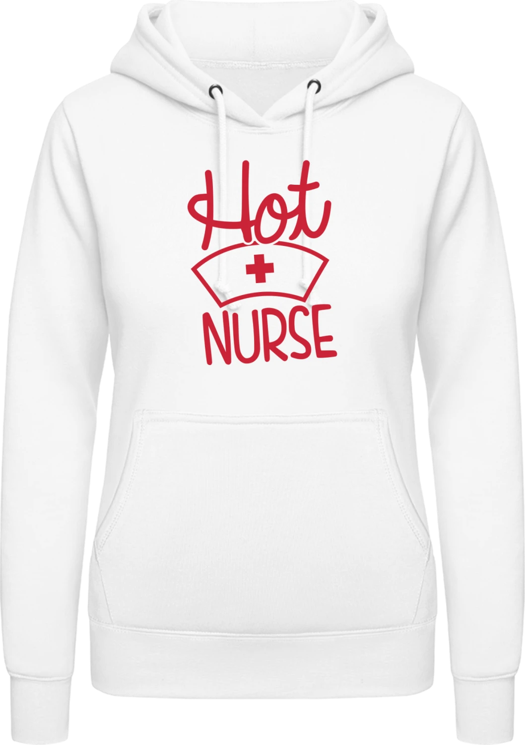 Hot Nurse Logo - Arctic white AWDis ladies hoodie - Front