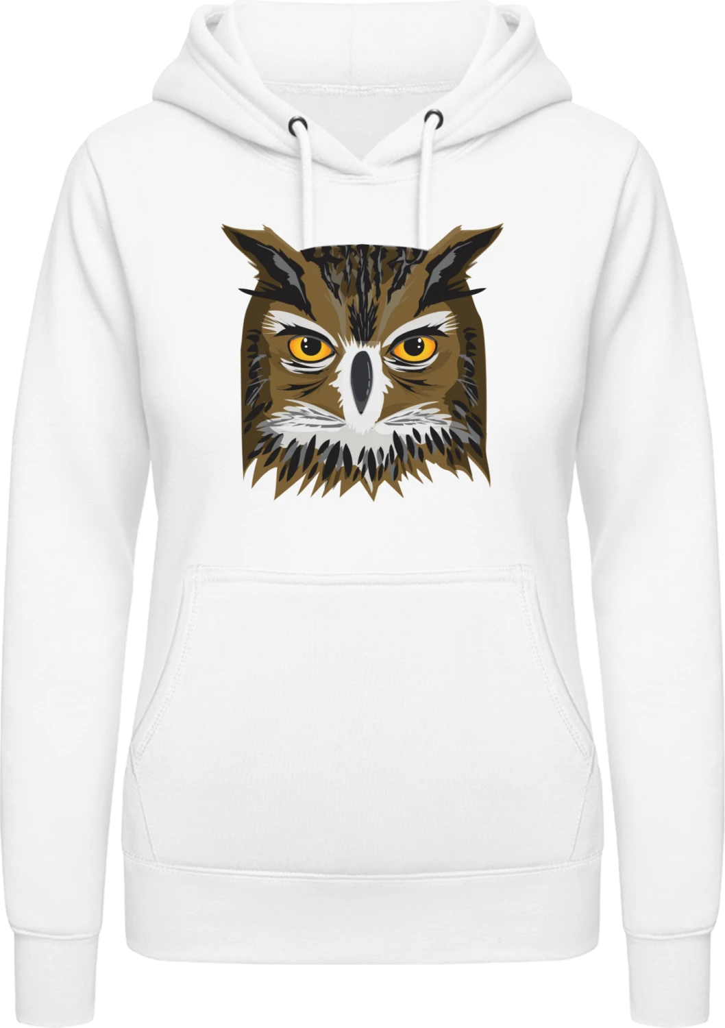 Owl Face - Arctic white AWDis ladies hoodie - Front