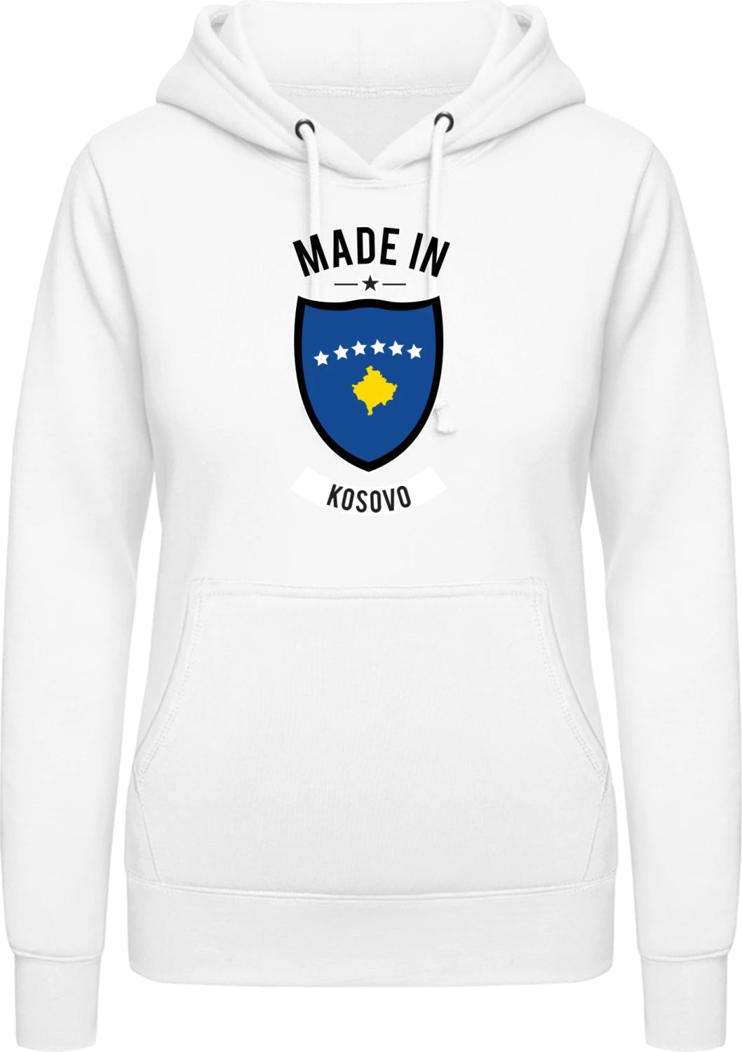 Made in Kosovo - Arctic white AWDis ladies hoodie - Front