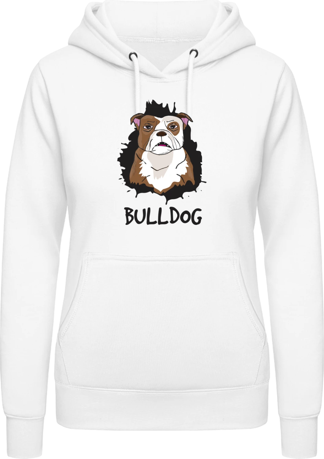 Bulldog - Arctic white AWDis ladies hoodie - Front