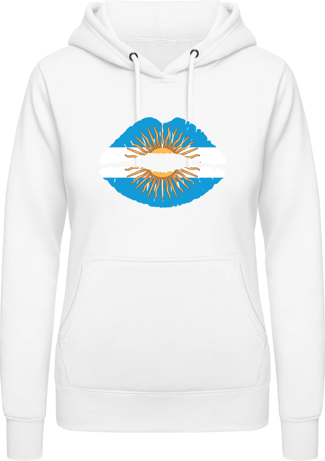 Argentinian Kiss Flag - Arctic white AWDis ladies hoodie - Front