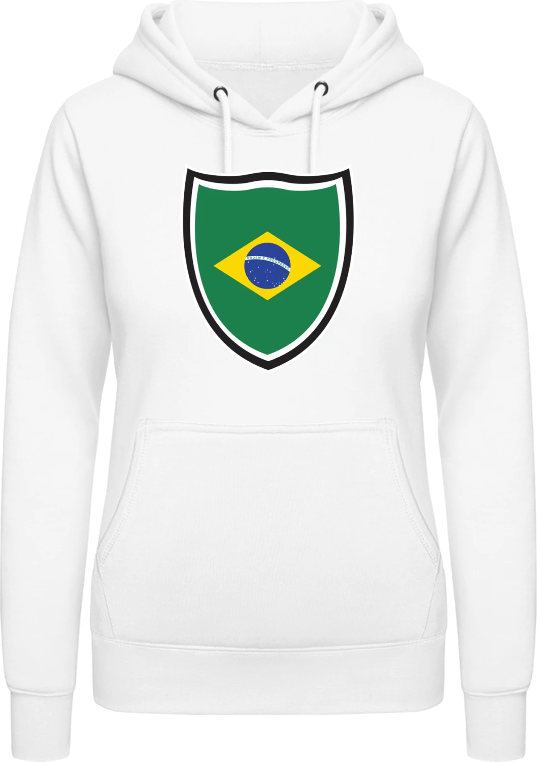 Brazil Shield - Arctic white AWDis ladies hoodie - Front