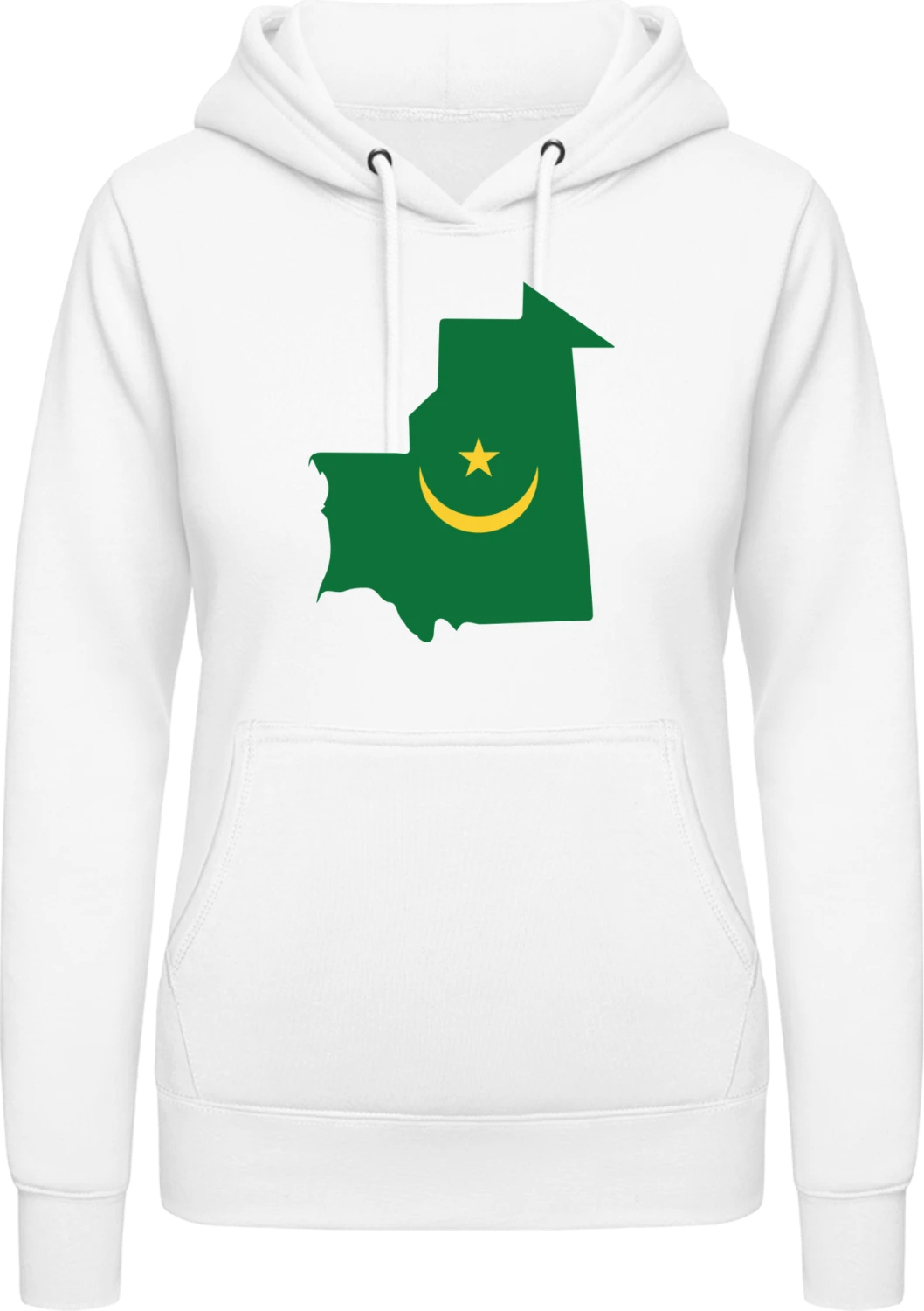 Mauritania Map - Arctic white AWDis ladies hoodie - Front