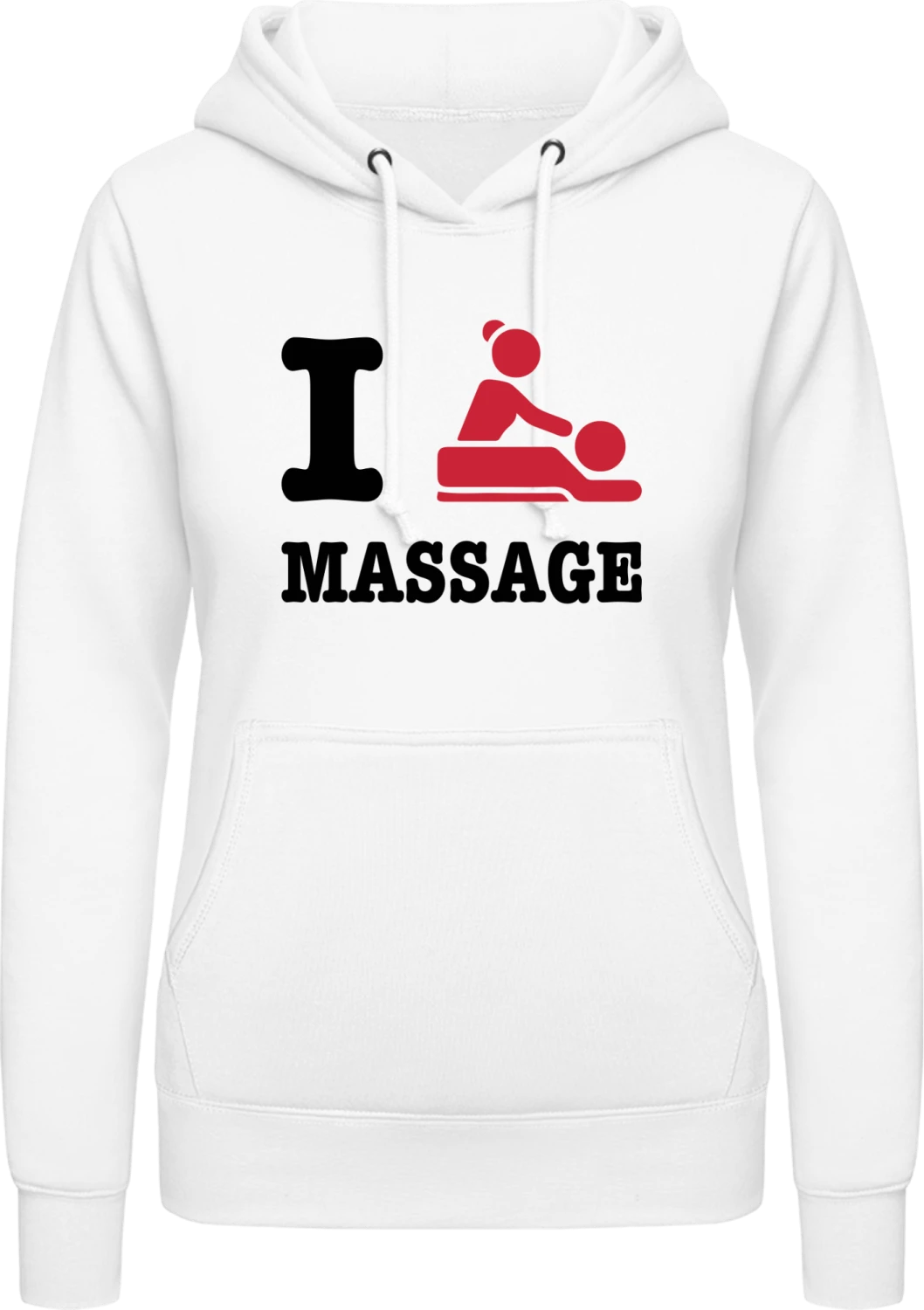 I Love Massage - Arctic white AWDis ladies hoodie - Front