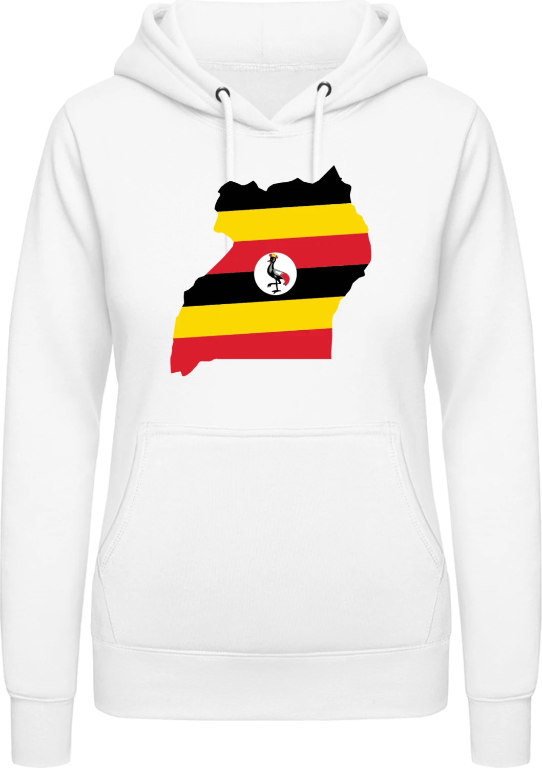 Uganda Map - Arctic white AWDis ladies hoodie - Front