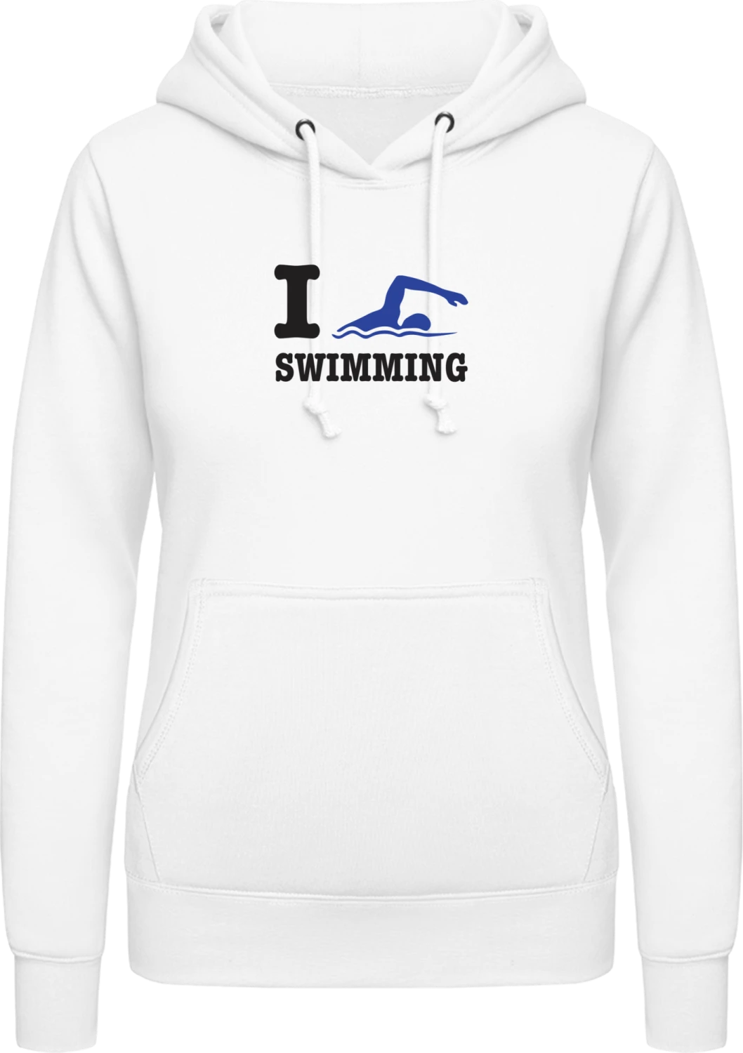 I Love Swimming - Arctic white AWDis ladies hoodie - Front