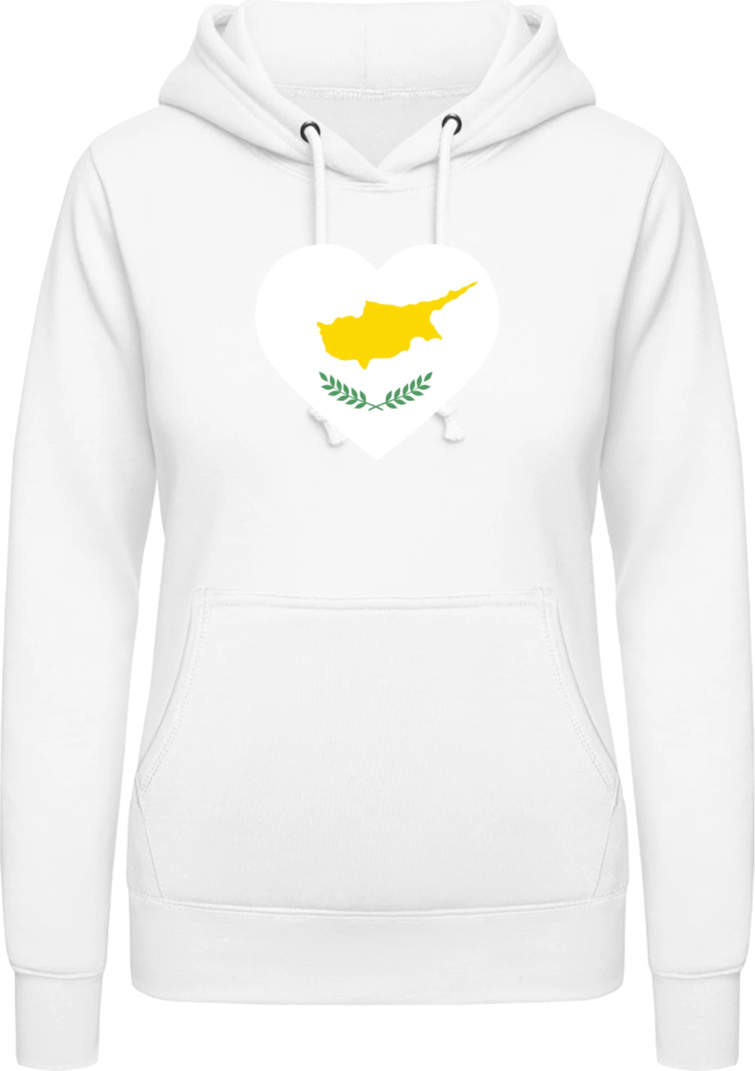 Cyprus Heart Flag - Arctic white AWDis ladies hoodie - Front