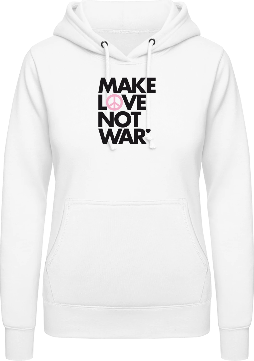 Make Love Not War Slogan - Arctic white AWDis ladies hoodie - Front