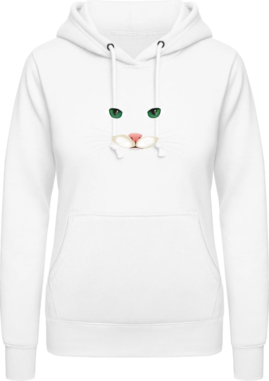 Cat Face - Arctic white AWDis ladies hoodie - Front