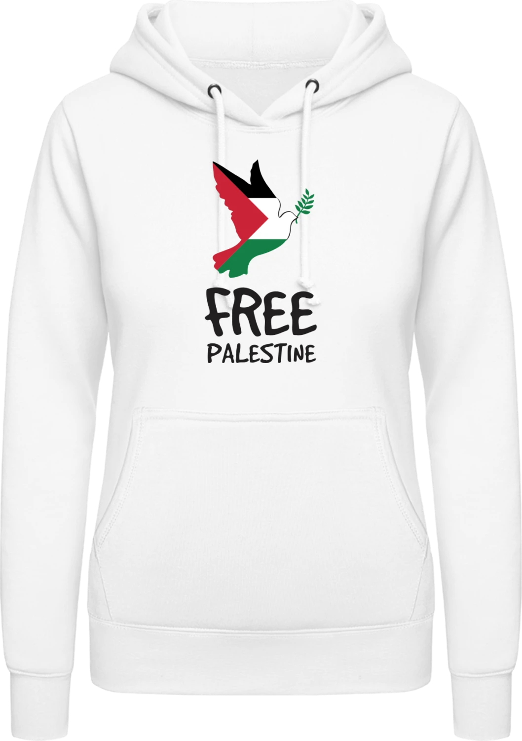 Free Palestine Dove Of Peace - Arctic white AWDis ladies hoodie - Front