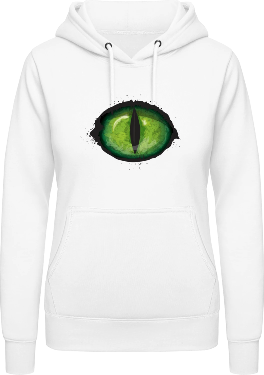 Scary Green Monster Eye - Arctic white AWDis ladies hoodie - Front