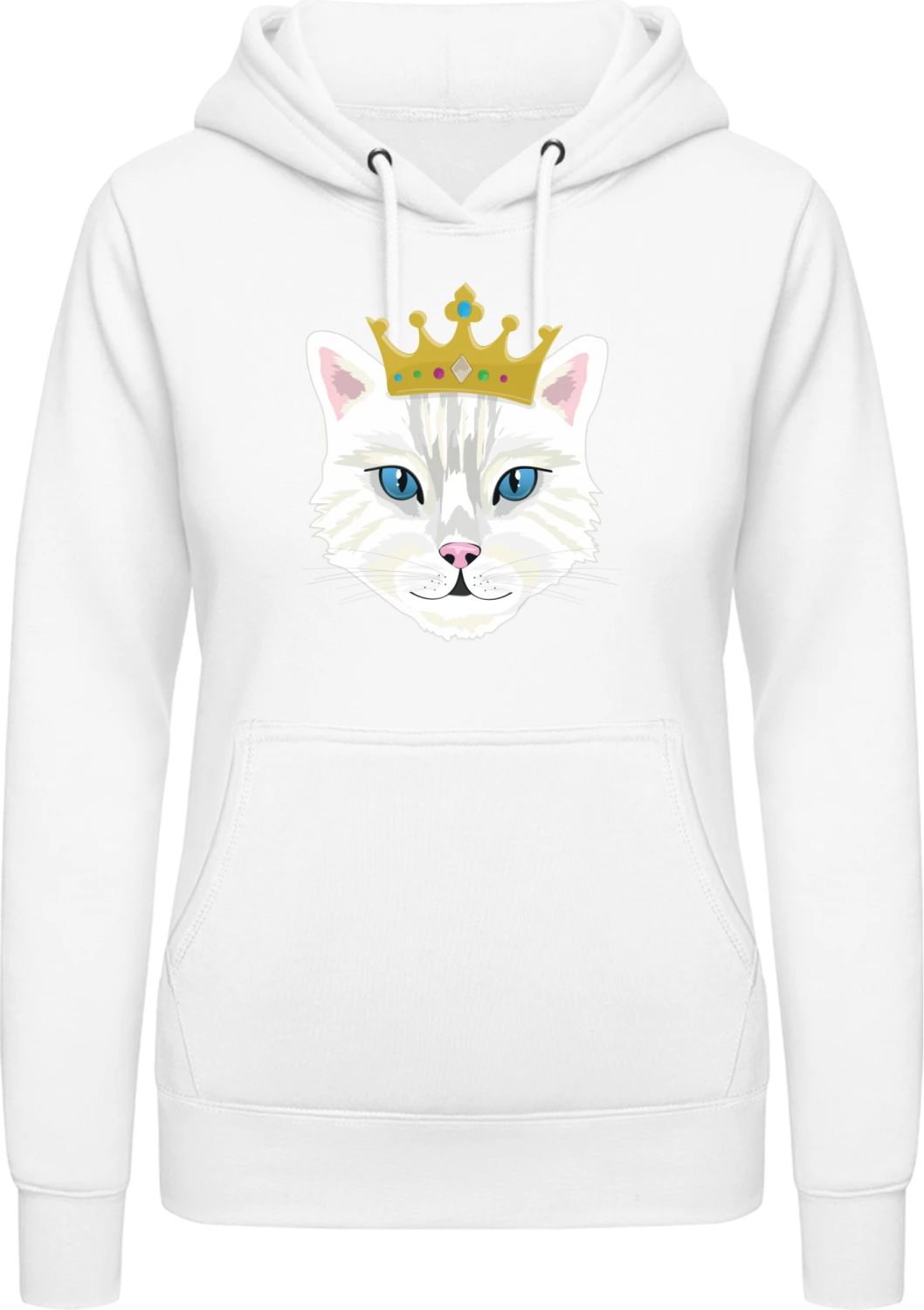 Princess Cat - Arctic white AWDis ladies hoodie - Front