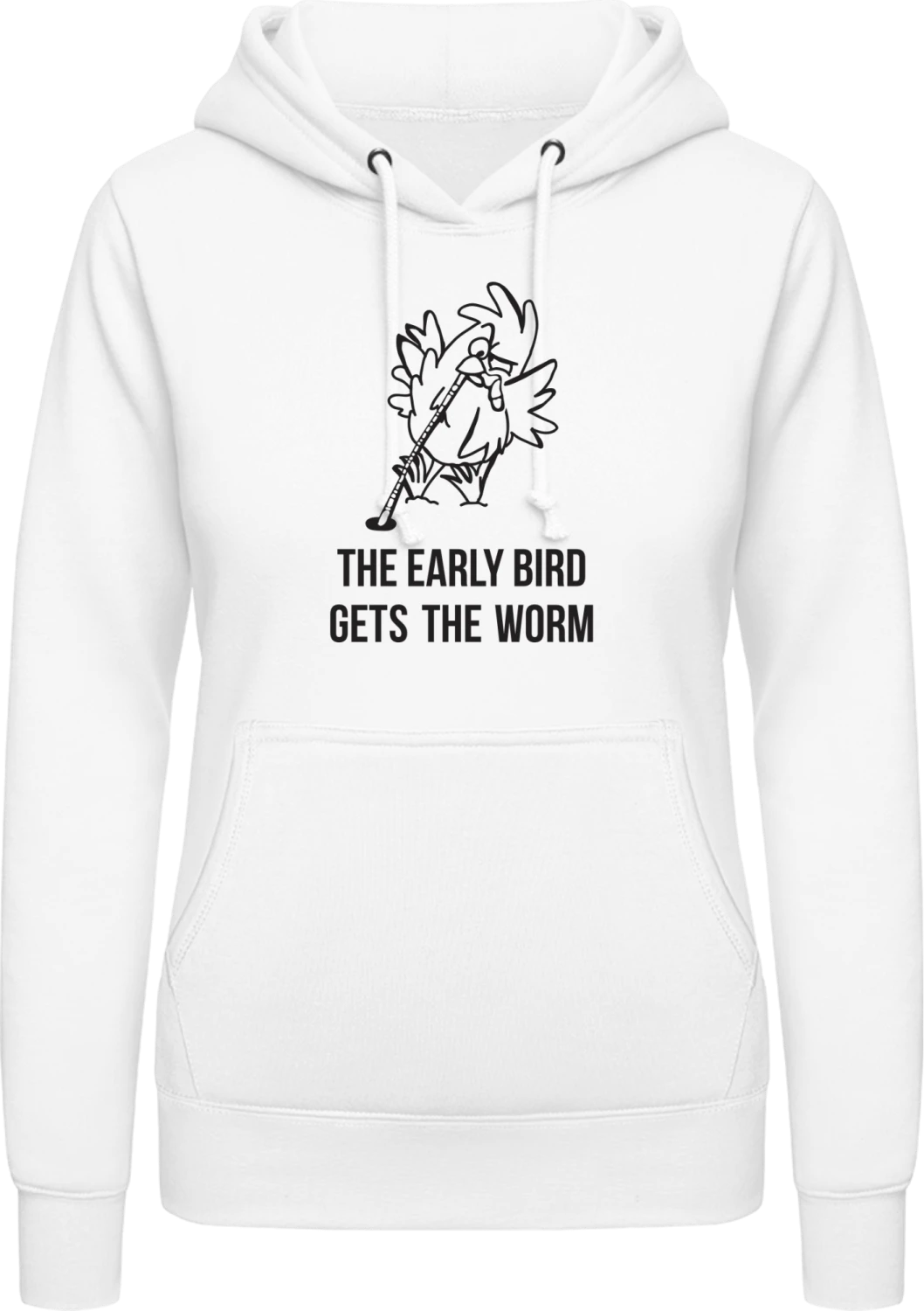 The Early Bird Gets The Worm - Arctic white AWDis ladies hoodie - Front