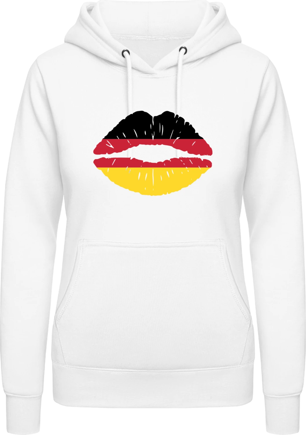 German Kiss Flag - Arctic white AWDis ladies hoodie - Front