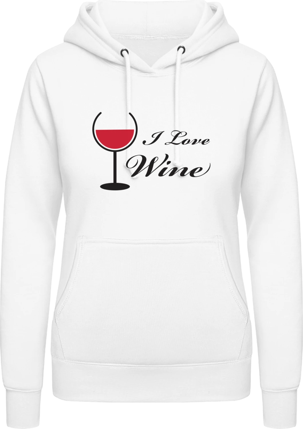 I Love Wine - Arctic white AWDis ladies hoodie - Front