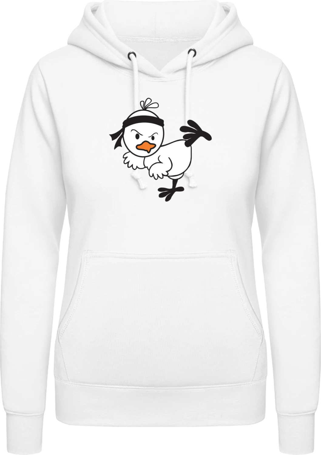 Karate Bird Comic - Arctic white AWDis ladies hoodie - Front