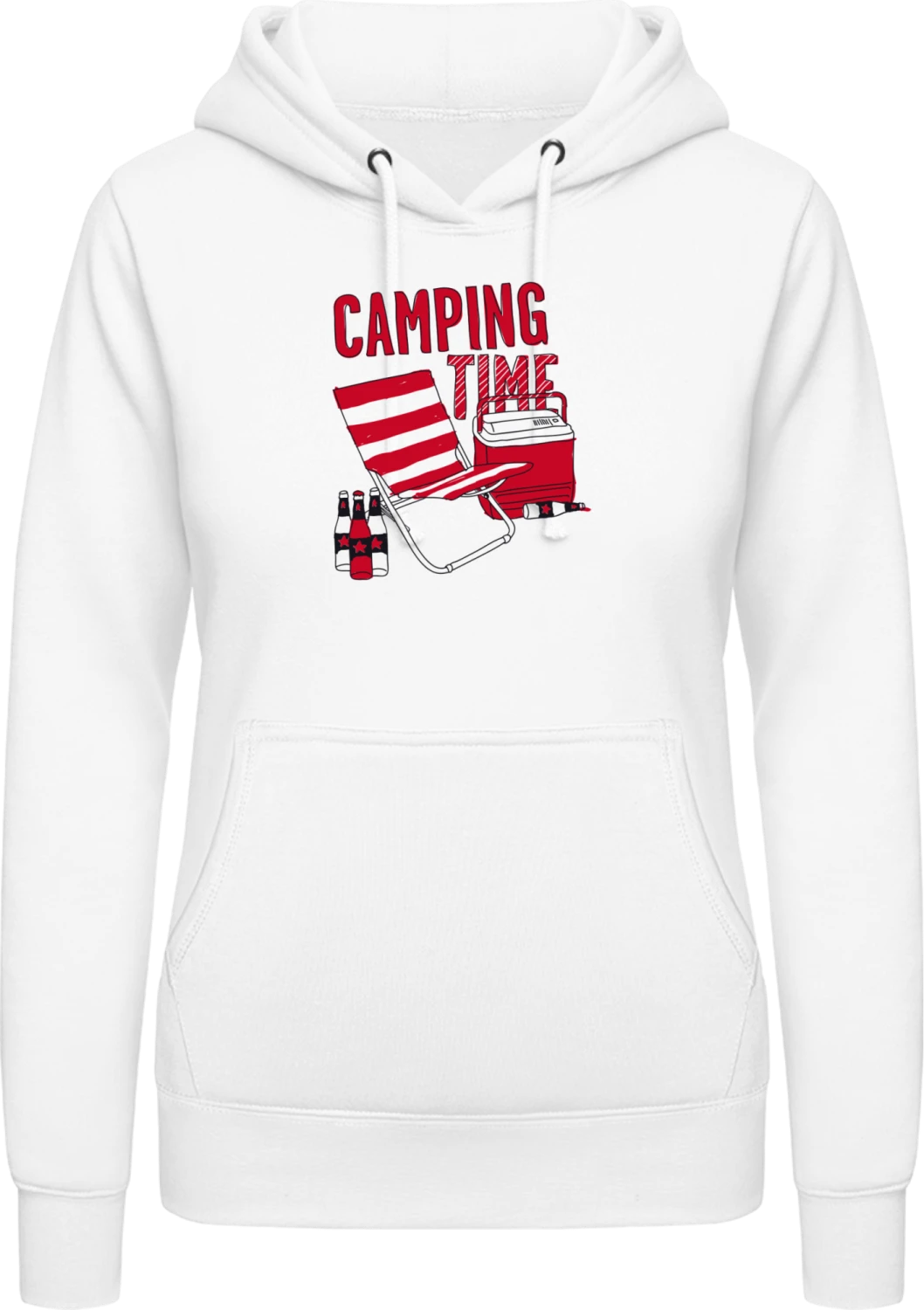 Camping Time - Arctic white AWDis ladies hoodie - Front