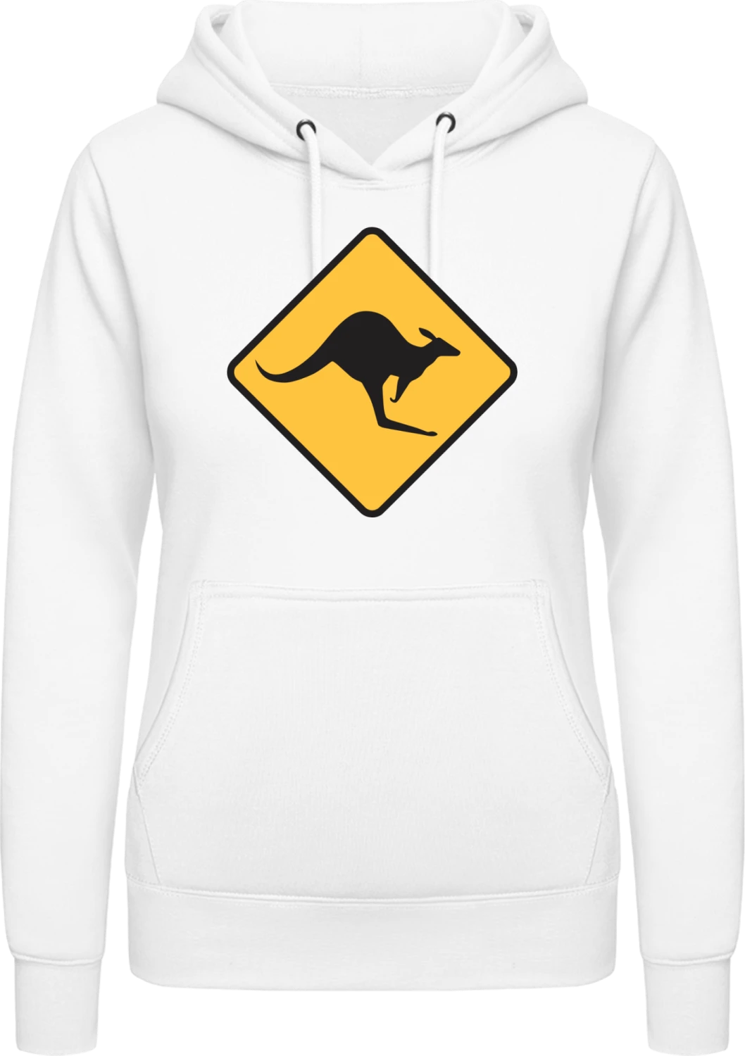 Kangaroo Warning - Arctic white AWDis ladies hoodie - Front