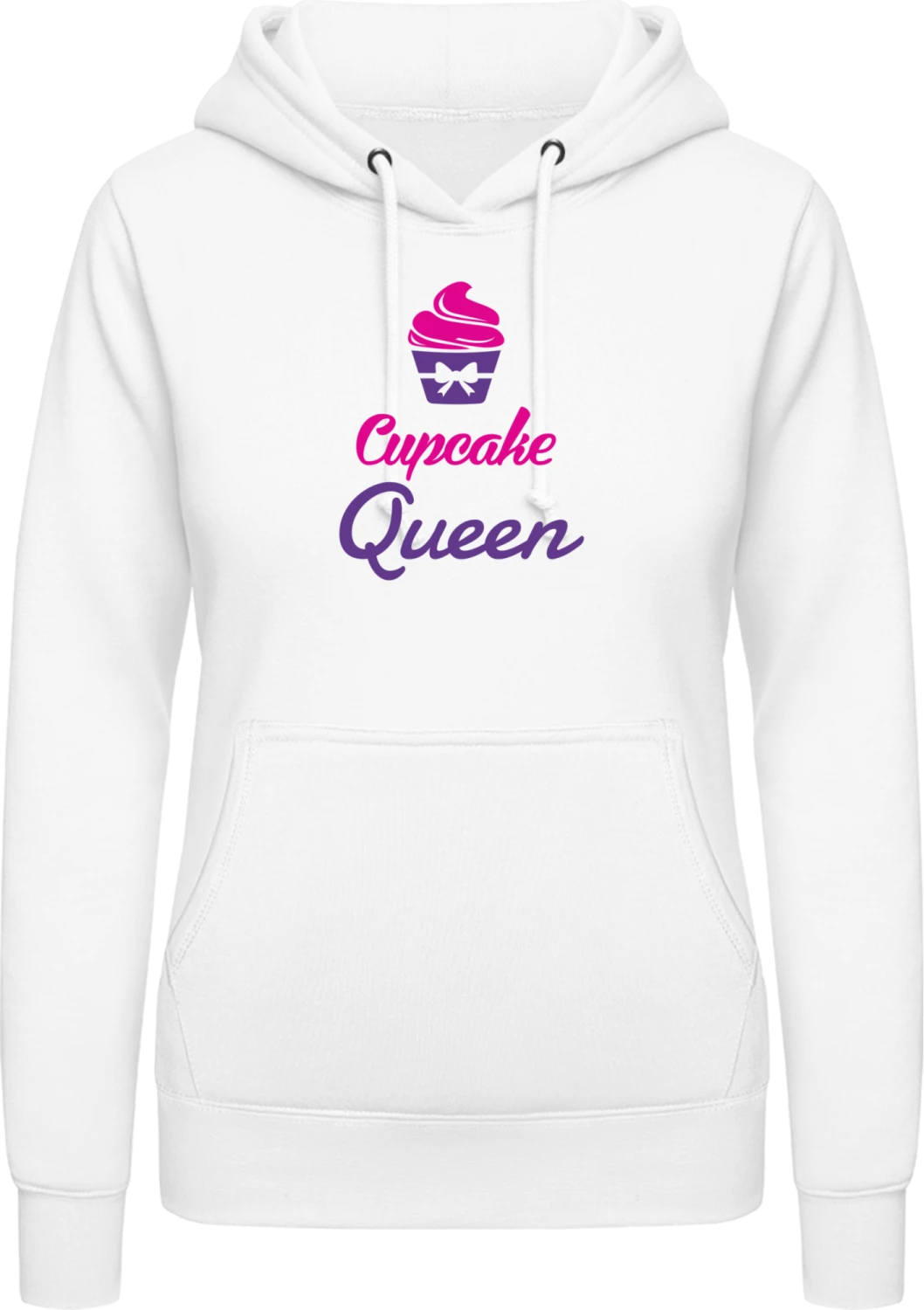 Cupcake Queen Logo - Arctic white AWDis ladies hoodie - Front