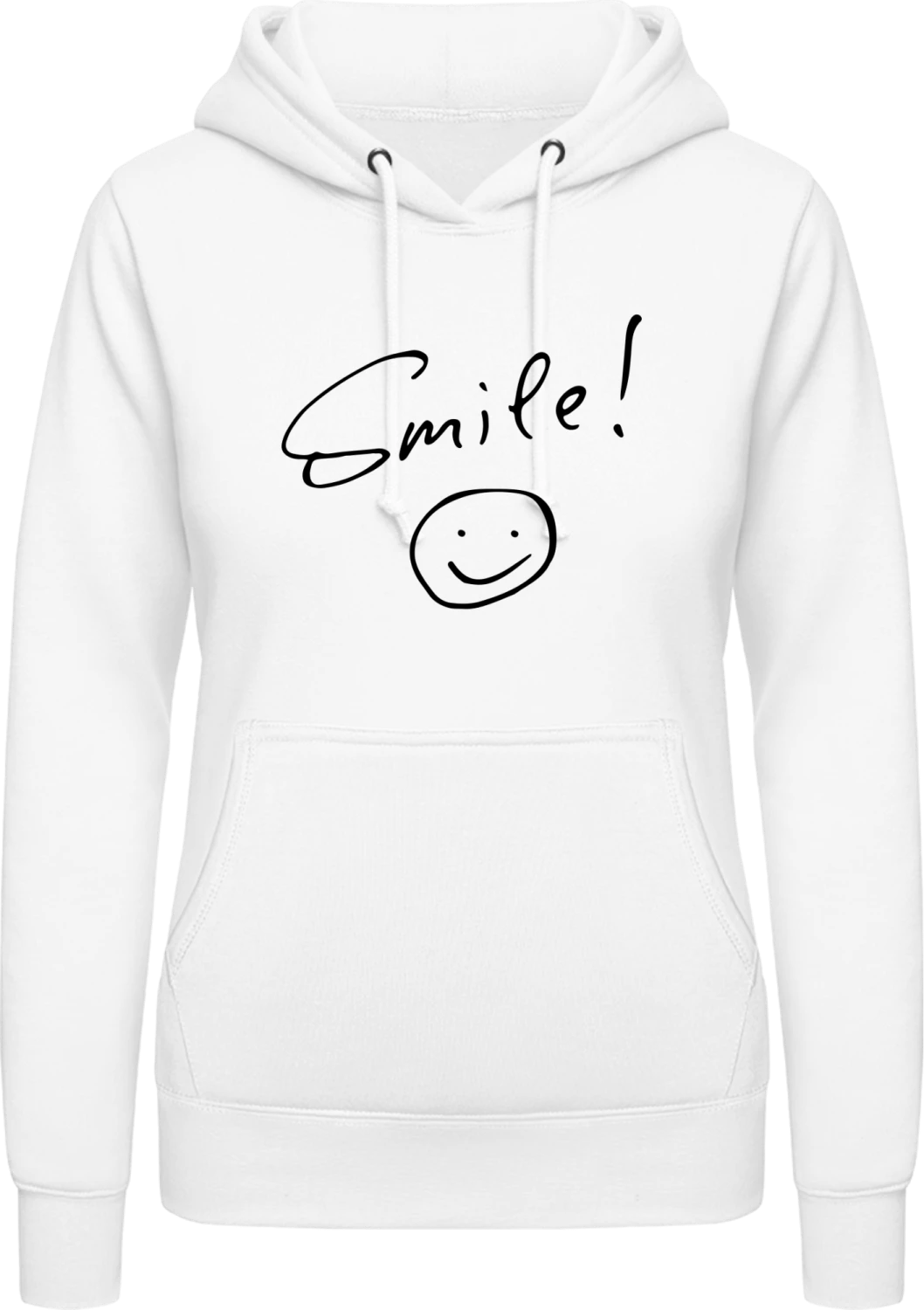 Smile Please - Arctic white AWDis ladies hoodie - Front